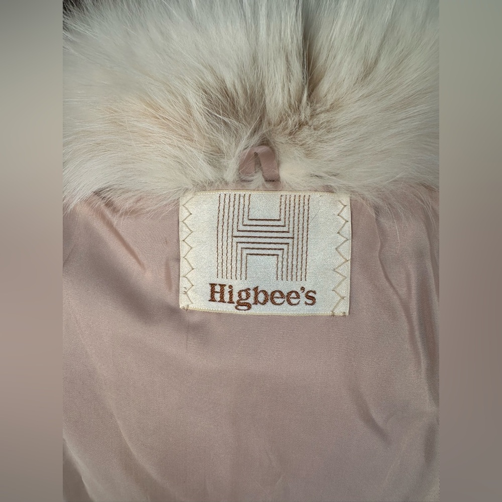 BEAUTIFUL VINTAGE HIGBEE’S IVORY MINK & FOX COLLAR FUR COAT JACKET SIZE MEDIUM - Picture 11 of 12